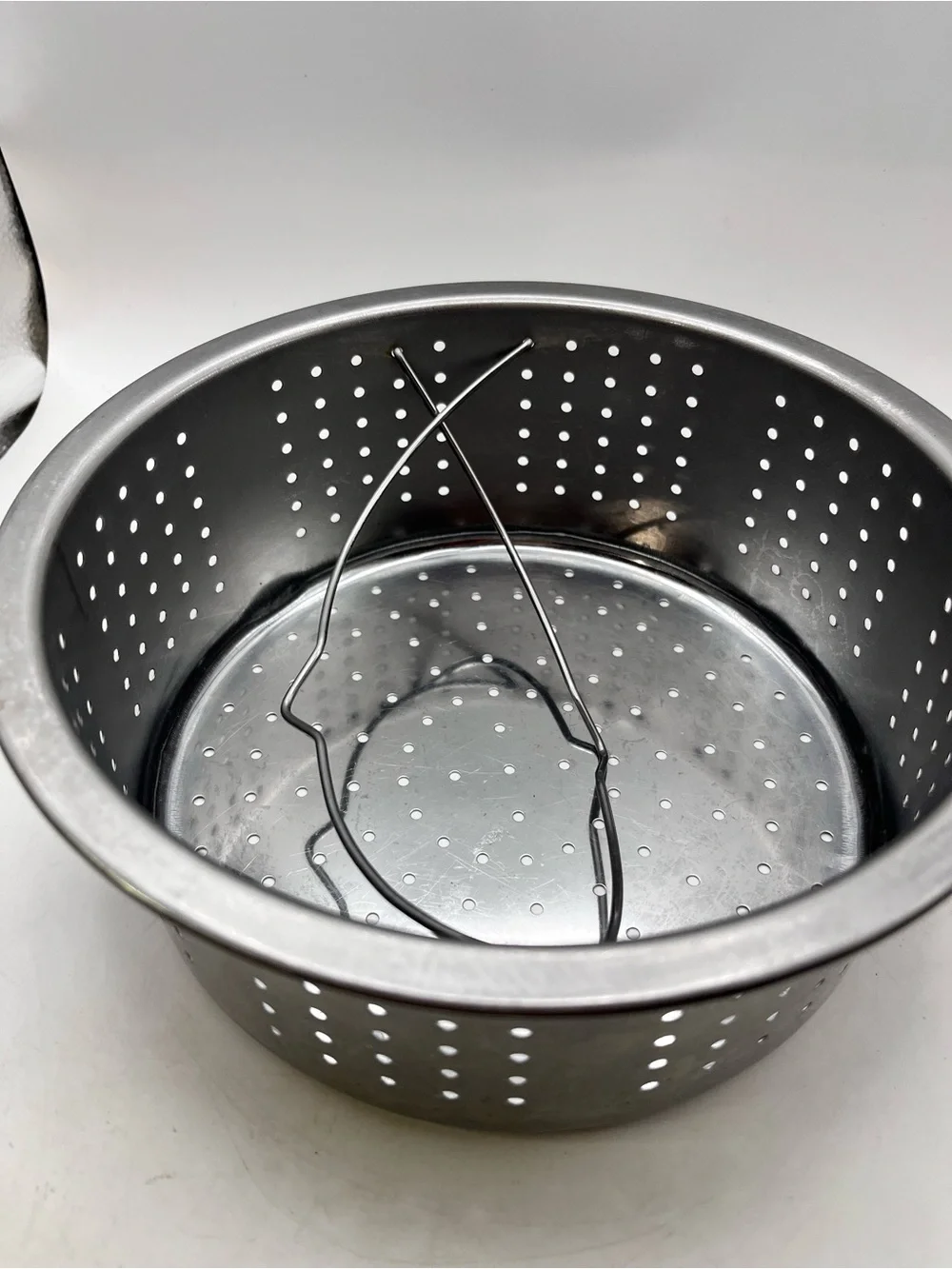 Perforated Stainless Steel Steamer Basket - Silver